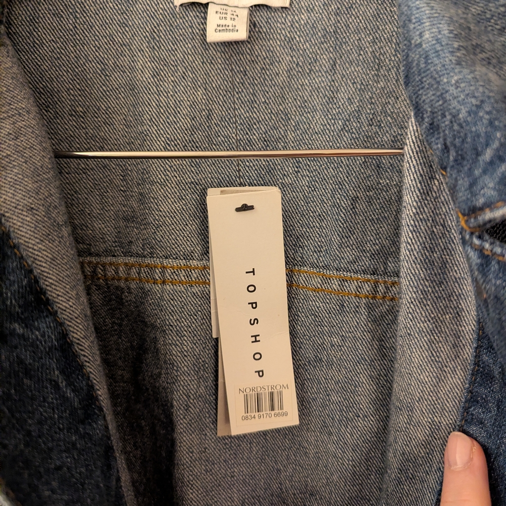 Topshop NWT Light Blue Trucker Denim Jacket US 12 - Picture 2 of 6